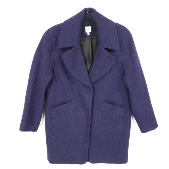 Lark & Ro Coat Womens Medium Navy Blue Wool Blend Long Classic Button Pockets - Picture 1 of 16